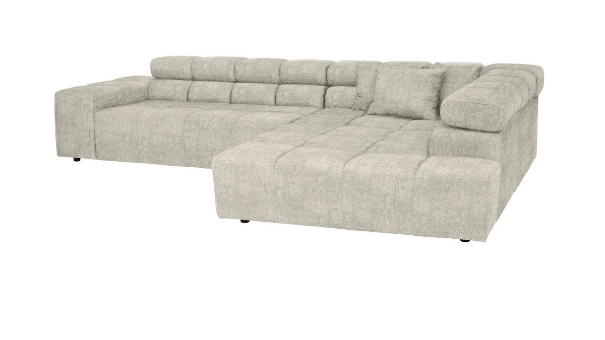 ECKSOFA Creme Velours  - Creme/Schwarz, Design, Kunststoff/Textil (317/213cm) - Hom`in