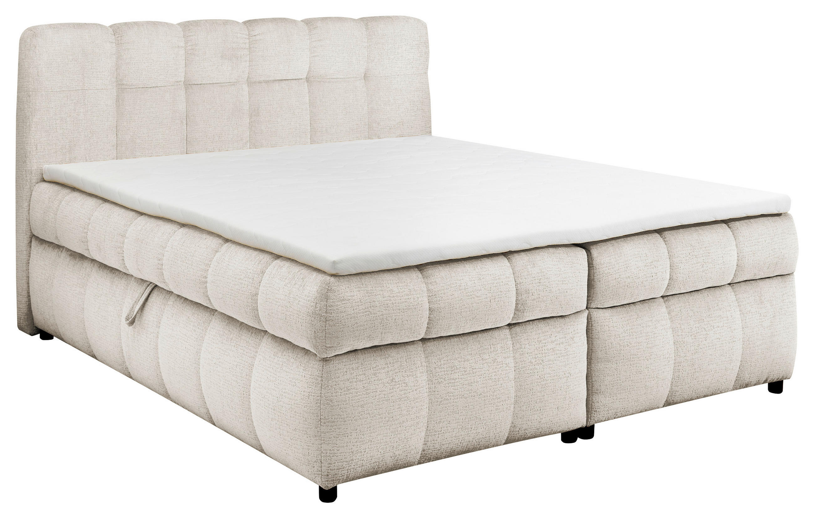 BOXBETT 180/200 cm,  in Creme, Bettkasten, Topper, H2 + H2 = mittel  - Creme/Schwarz, Design, Kunststoff/Textil (180/200cm) - Esposa