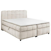 BOXBETT 180/200 cm,  in Creme, Bettkasten, Topper, H2 + H2 = mittel  - Creme/Schwarz, Design, Kunststoff/Textil (180/200cm) - Esposa