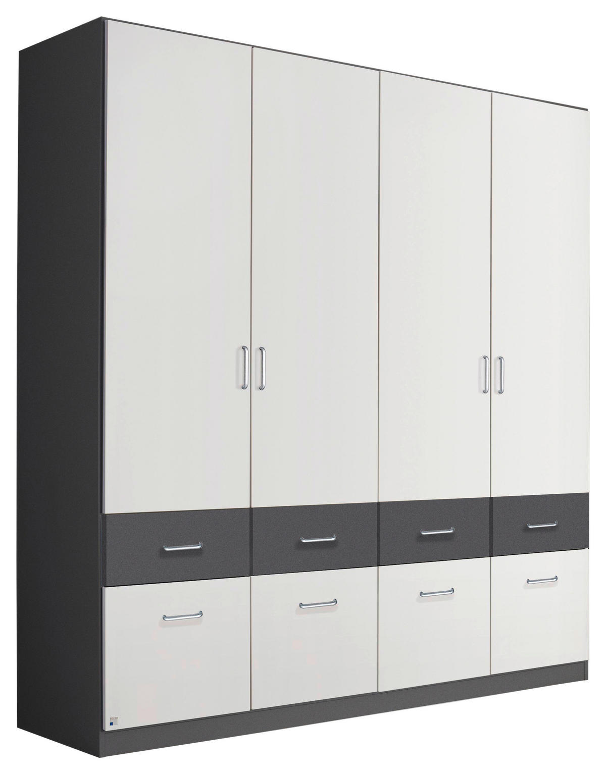 KLEIDERSCHRANK 181/197/54 cm Grau, Weiß  - Alufarben/Weiß, KONVENTIONELL, Holzwerkstoff/Kunststoff (181/197/54cm) - Rauch Möbel