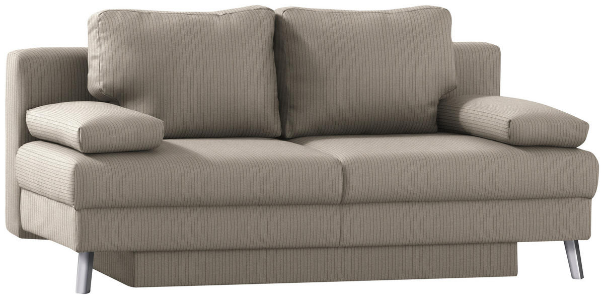 SCHLAFSOFA Cord Hellbraun  - Chromfarben/Hellbraun, Modern, Textil/Metall (194/91/90cm) - Novel