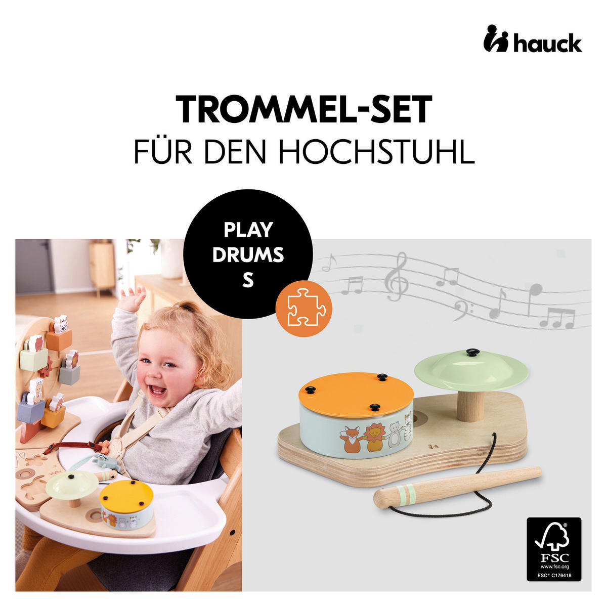 MOTORIKSPIEL Play Drums S  - Multicolor, Basics, Holz (11/7/19.5cm) - Hauck