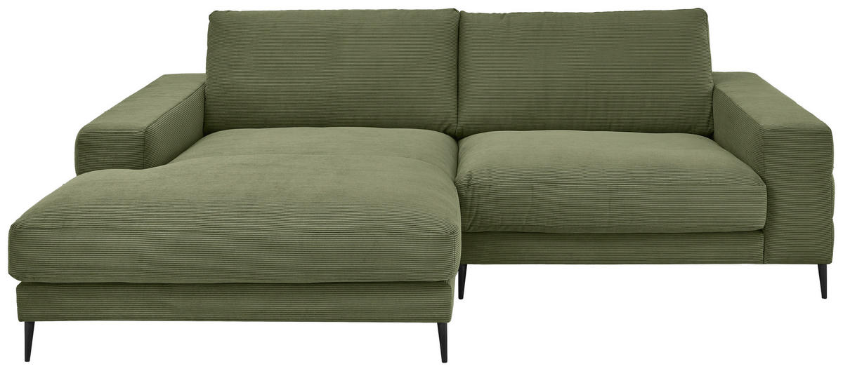 ECKSOFA in Feincord Dunkelgrün  - Dunkelgrün/Schwarz, Design, Textil/Metall (177/253cm) - Dieter Knoll