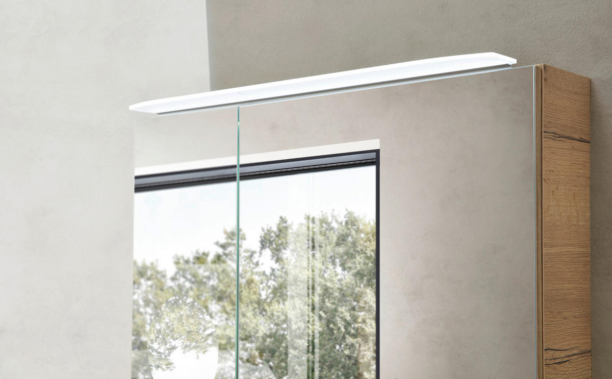 SPIEGELSCHRANK 90/70,3/15 cm  - Chromfarben/Eichefarben, KONVENTIONELL, Glas/Holzwerkstoff (90/70,3/15cm) - Sadena