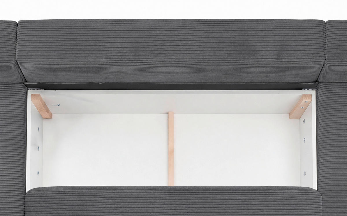 WOHNLANDSCHAFT  Cord Anthrazit  - Anthrazit/Schwarz, Basics, Holz/Holzwerkstoff (379/93/184cm) - MID.YOU