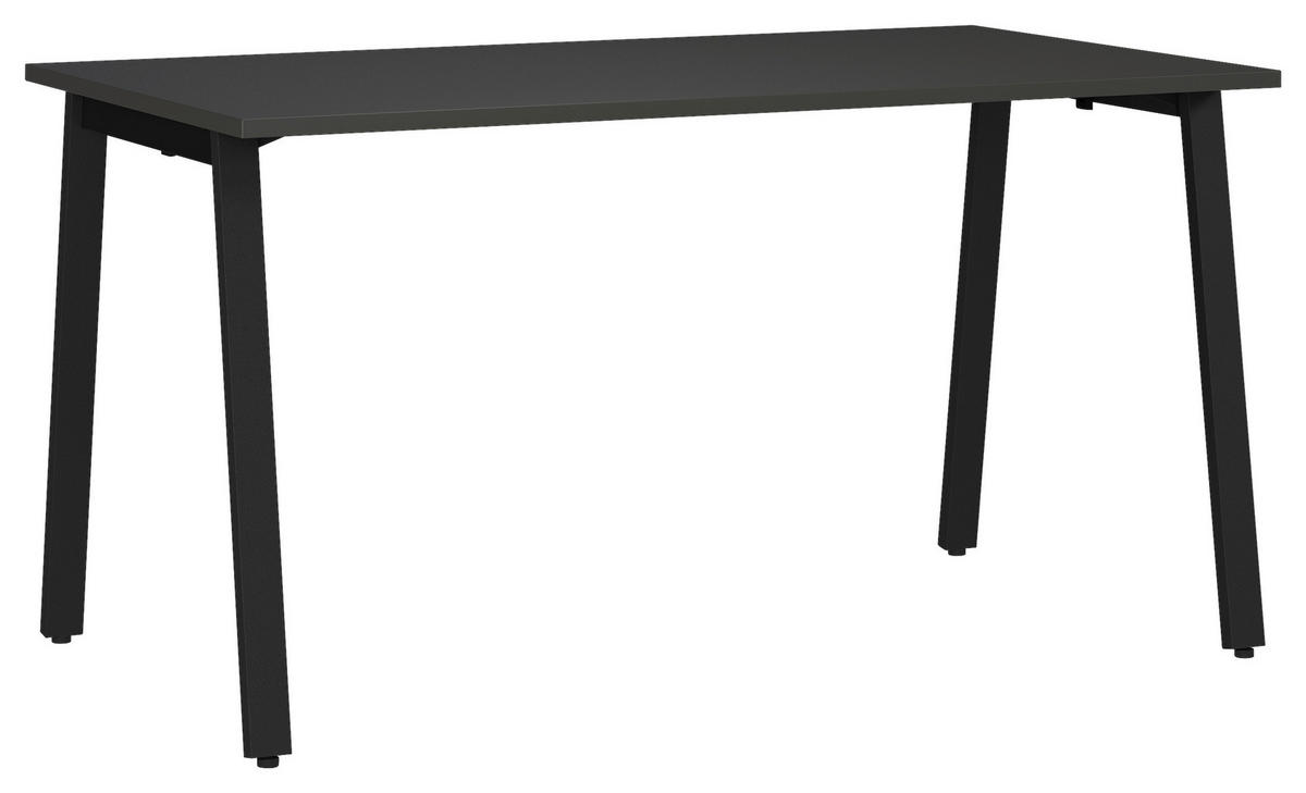 SCHREIBTISCH 140/80/75 cm, Graphitfarben, Schwarz, in verschiedenen Holz-Dekoren erhältlich, justierbare Füße  - Graphitfarben/Schwarz, MODERN, Holzwerkstoff/Metall (140/80/75cm) - Novel