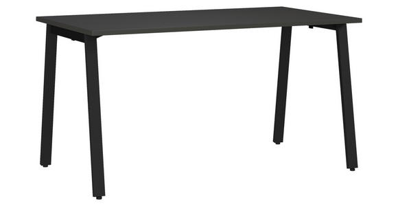 SCHREIBTISCH 140/80/75 cm, Graphitfarben, Schwarz, in verschiedenen Holz-Dekoren erhältlich, justierbare Füße  - Graphitfarben/Schwarz, MODERN, Holzwerkstoff/Metall (140/80/75cm) - Novel
