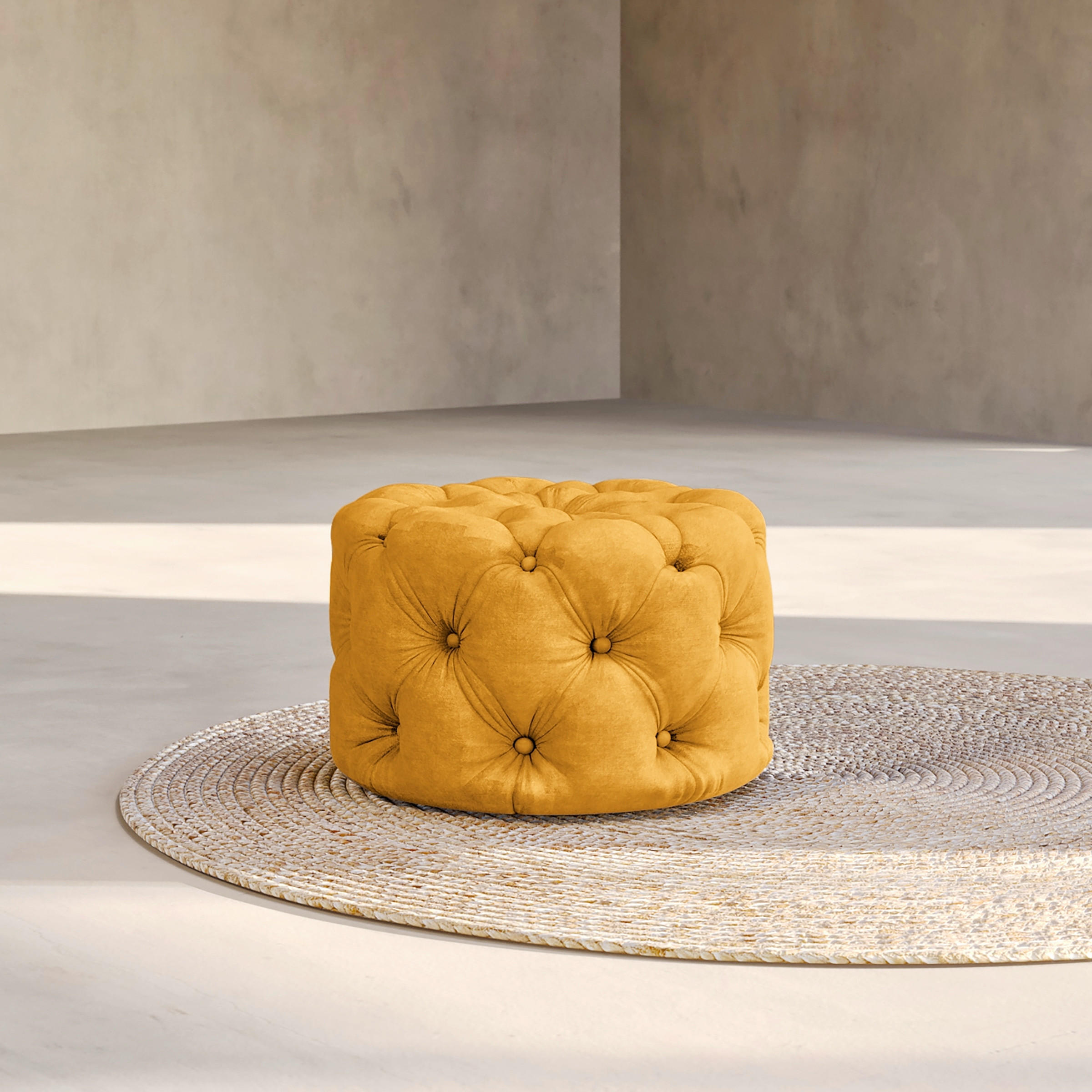 HOCKER in Textil Senfgelb  - Senfgelb/Schwarz, Design, Kunststoff/Textil (60/39/60cm) - P & B