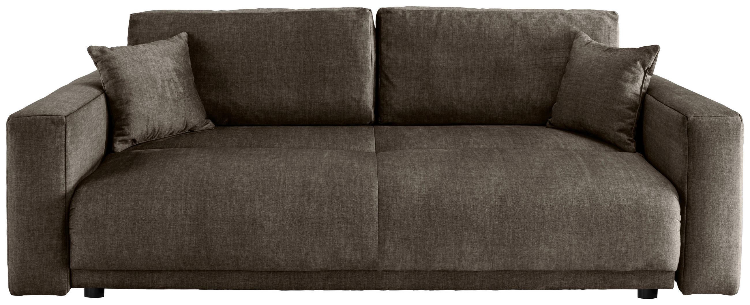SCHLAFSOFA in Velours Braun  - Schwarz/Braun, Modern, Kunststoff/Textil (245/86/126cm) - Livetastic