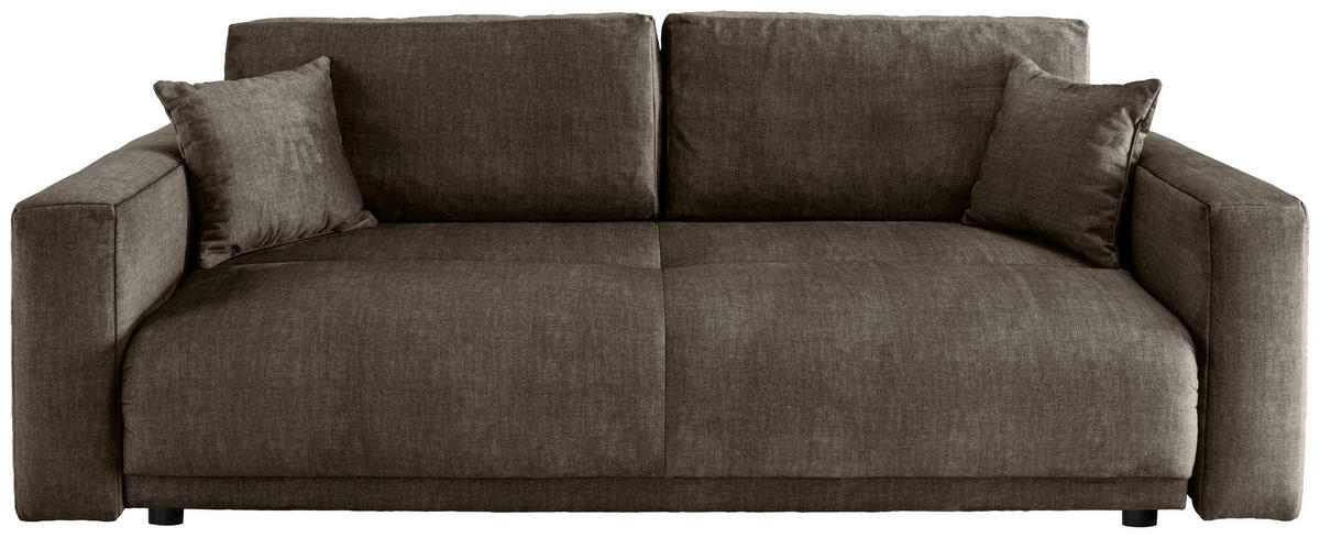 SCHLAFSOFA in Velours Braun  - Schwarz/Braun, Modern, Kunststoff/Textil (245/86/126cm) - Livetastic