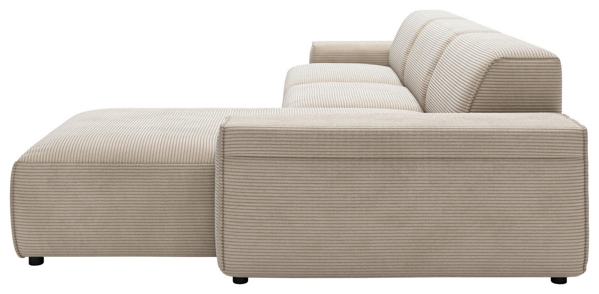 ECKSOFA in Cord Taupe  - Taupe/Schwarz, Design, Kunststoff/Textil (300/189cm) - Pure Home Lifestyle