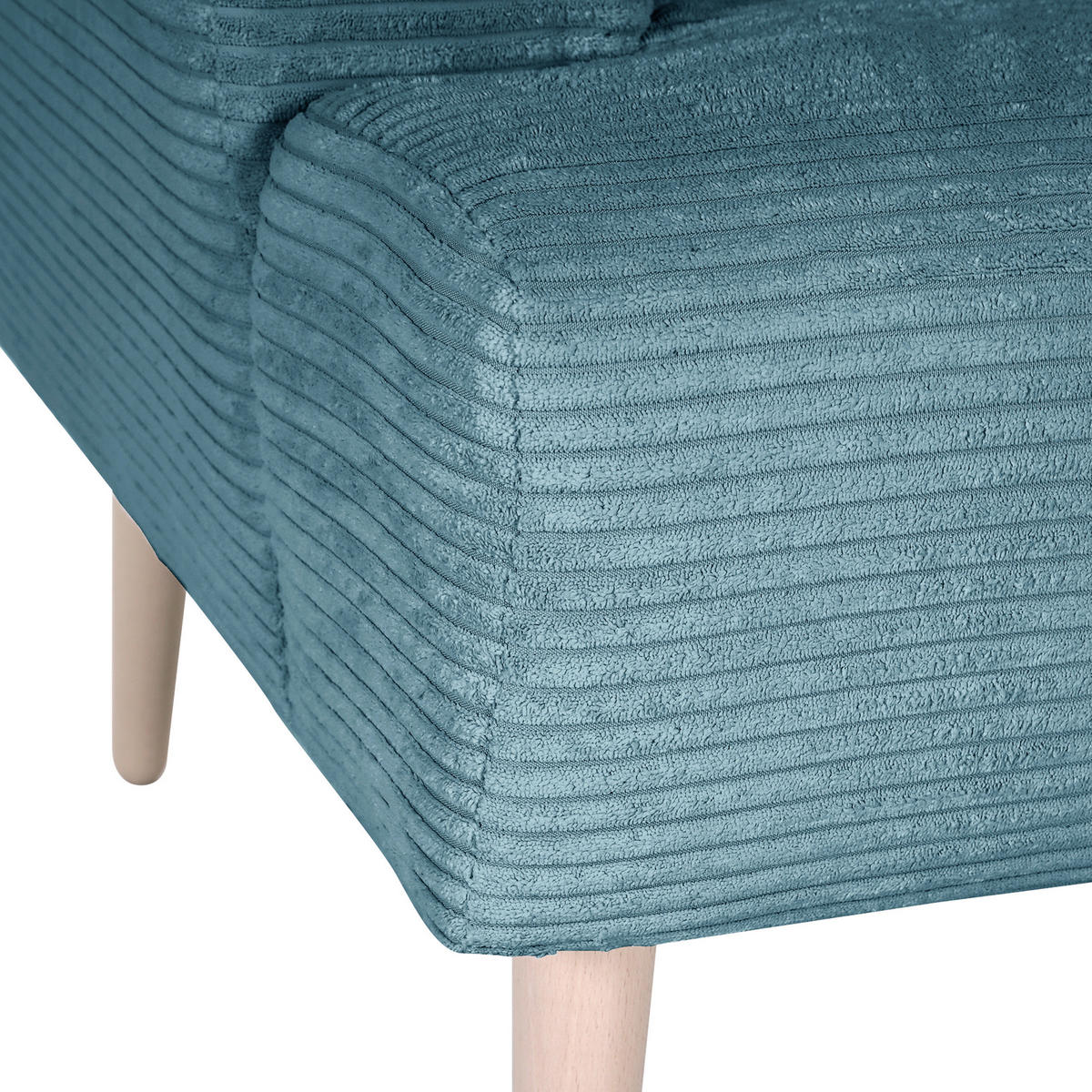 SESSEL in Cord Petrol  - Buchefarben/Petrol, Design, Holz/Textil (85/71/80cm) - MID.YOU