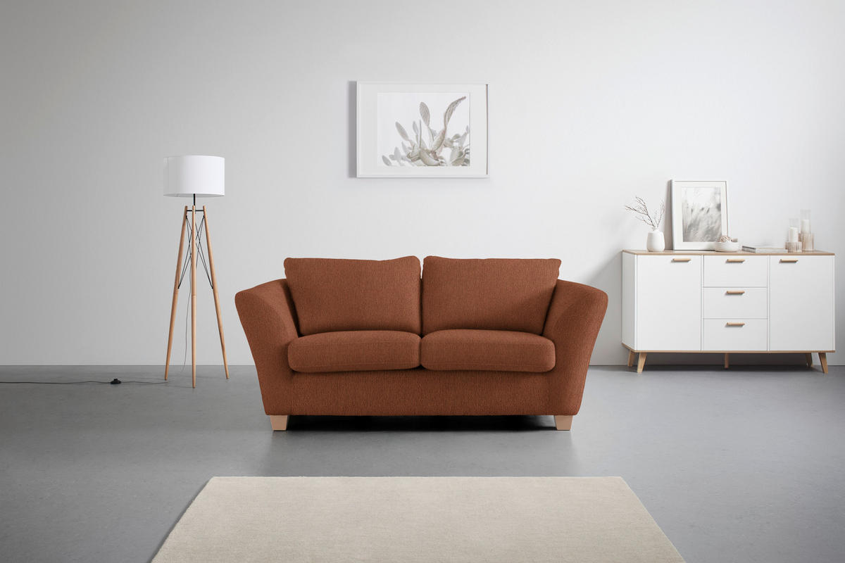 2-SITZER-SOFA in Chenille Kupferfarben  - Naturfarben/Kupferfarben, Holz/Textil (190/70-85/95cm) - MID.YOU