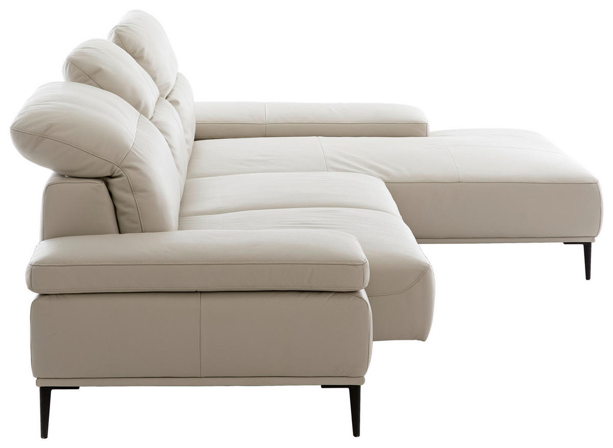 ECKSOFA in Echtleder Greige  - Greige/Schwarz, Modern, Leder/Metall (322/206cm) - Chilliano