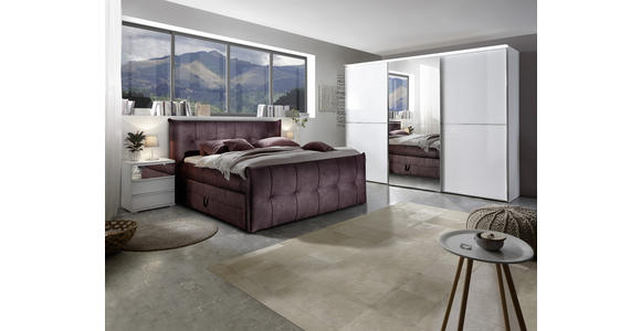 BOXSPRINGBETT 180/200 cm  in Aubergine  - Aubergine/Schwarz, KONVENTIONELL, Kunststoff/Textil (180/200cm) - Esposa