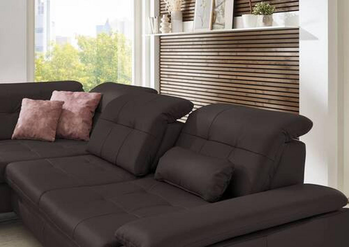 ECKSOFA in Echtleder Dunkelbraun  211/309 cm  - Dunkelbraun, Basics, Leder/Metall (211/309cm) - Beldomo Speed