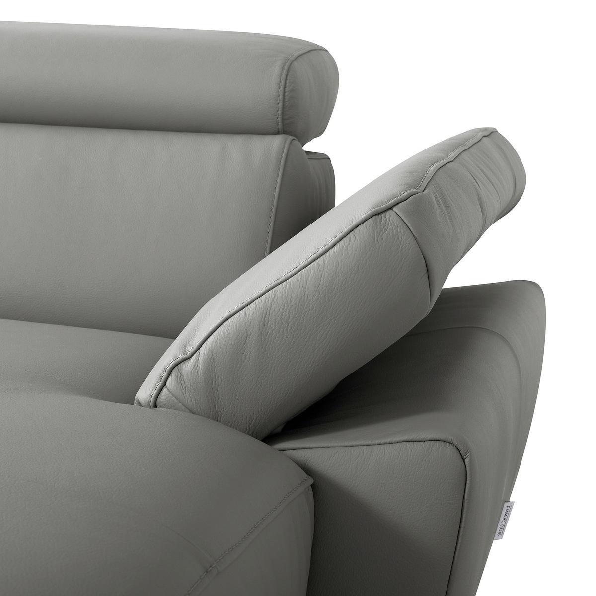 ECKSOFA SONO in Lederlook Echtleder Anthrazit Bettkasten, Armteilverstellung, Kopfteilverstellung  252/179 cm  - Chromfarben/Anthrazit, Design, Leder/Textil (252/179cm) - Livetastic