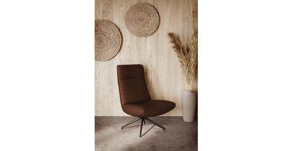 SESSEL in Echtleder Braun - Schwarz/Braun, MODERN, Leder/Metall (74/105/92cm) - Johann Jakob