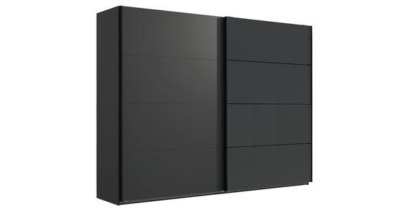 SCHWEBETÜRENSCHRANK  in Graphitfarben, Schwarz  - Graphitfarben/Schwarz, Design, Glas/Holzwerkstoff (225/210/65cm) - Carryhome