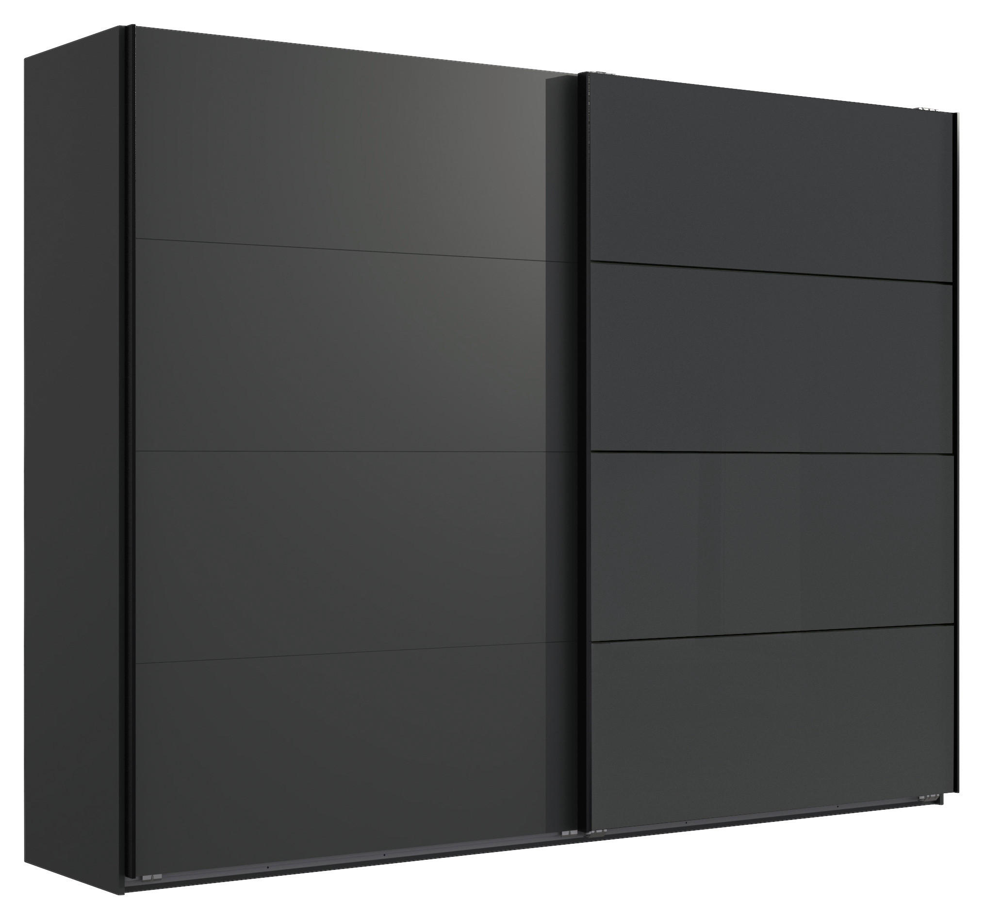 SCHWEBETÜRENSCHRANK in Graphitfarben, Schwarz  - Graphitfarben/Schwarz, Design, Glas/Holzwerkstoff (270/210/65cm) - Carryhome