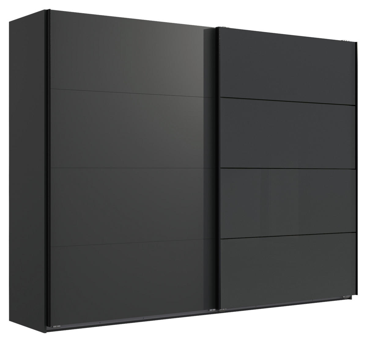 SCHWEBETÜRENSCHRANK in Graphitfarben, Schwarz  - Graphitfarben/Schwarz, Design, Glas/Holzwerkstoff (225/210/65cm) - Carryhome