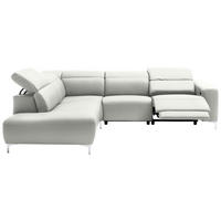 ECKSOFA in Echtleder Weiß  223/290 cm  - Chromfarben/Weiß, Design, Leder/Metall (223/290cm) - Pure Home Lifestyle