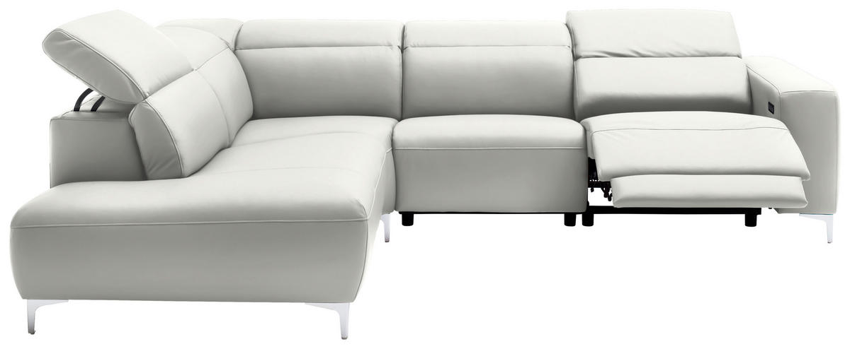 ECKSOFA in Echtleder Weiß  223/290 cm  - Chromfarben/Weiß, Design, Leder/Metall (223/290cm) - Pure Home Lifestyle