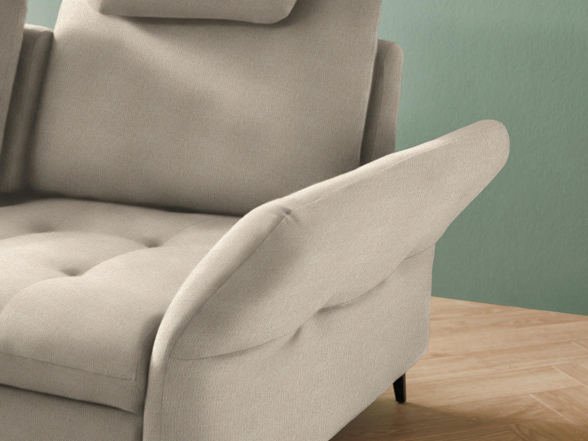 ECKSOFA in Chenille Beige  - Beige/Schwarz, Natur, Textil/Metall (233/288cm) - Valnatura