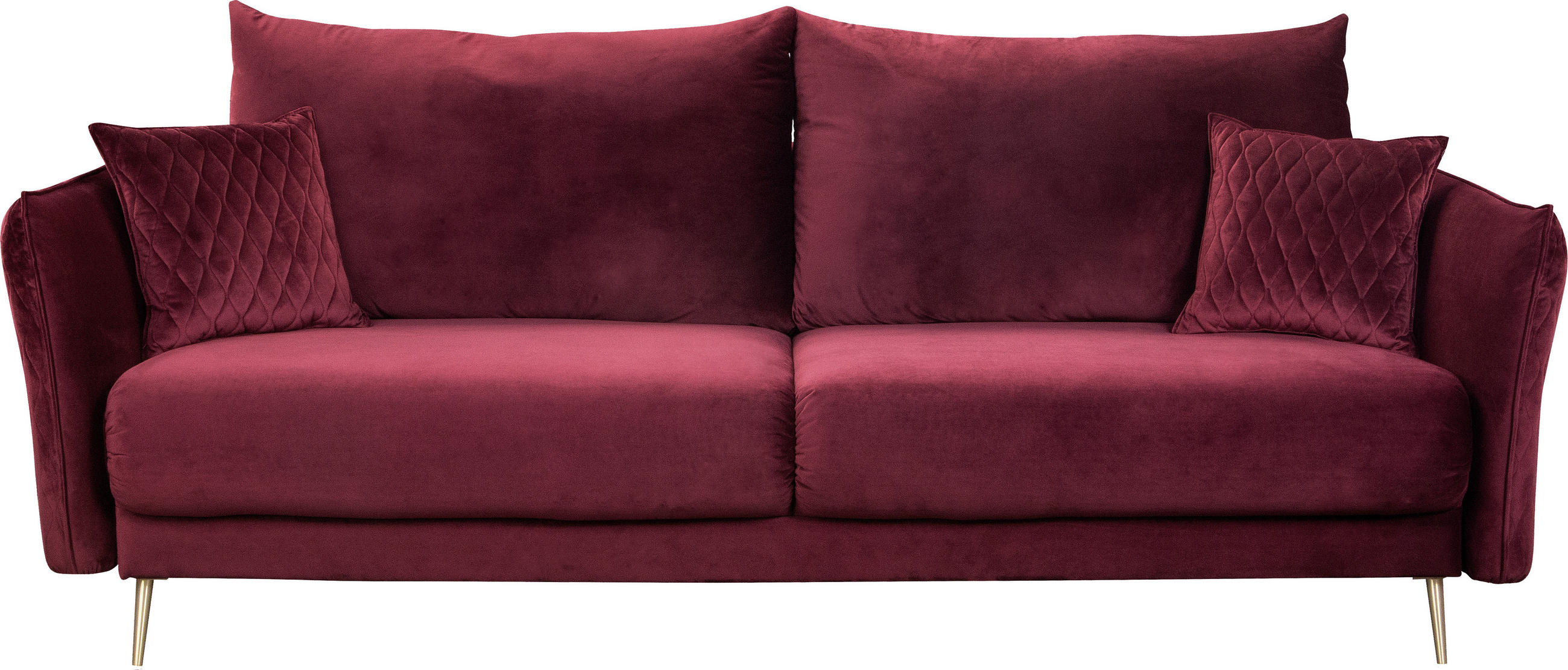 SCHLAFSOFA Samt Weinrot  - Weinrot/Goldfarben, Design, Textil/Metall (235/96/104cm) - MID.YOU