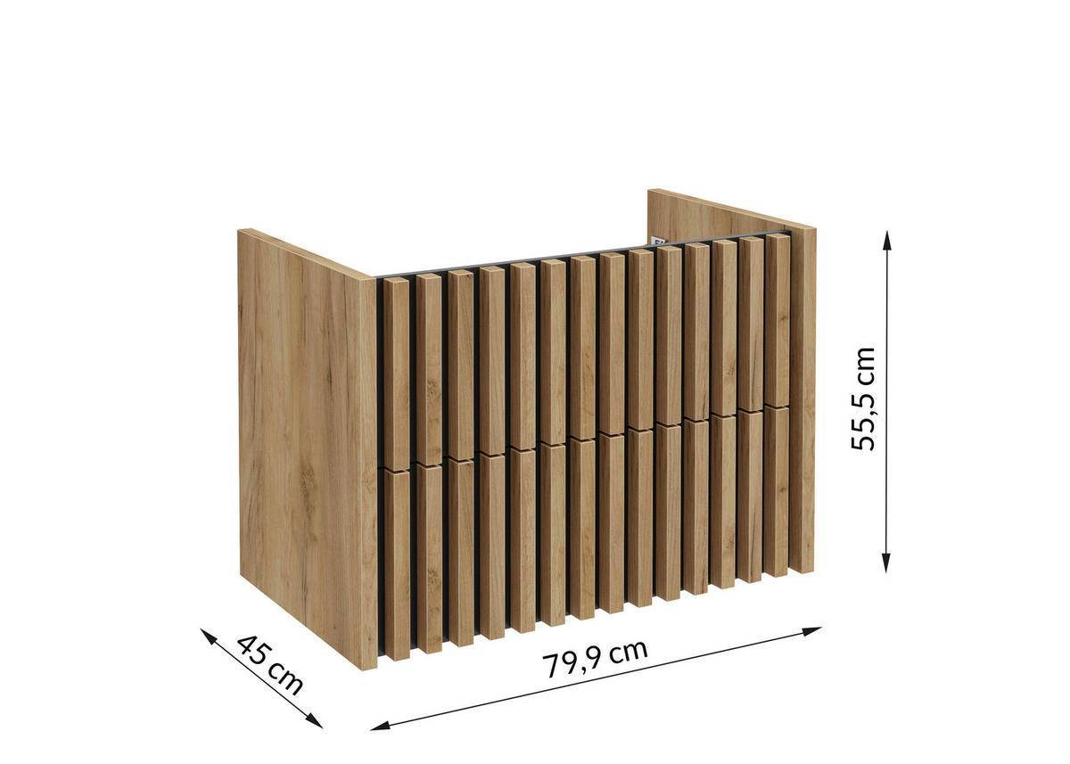 WASCHTISCHKOMBI 81 cm  - Eichefarben/Schwarz, MODERN, Keramik/Holzwerkstoff (81cm) - MID.YOU