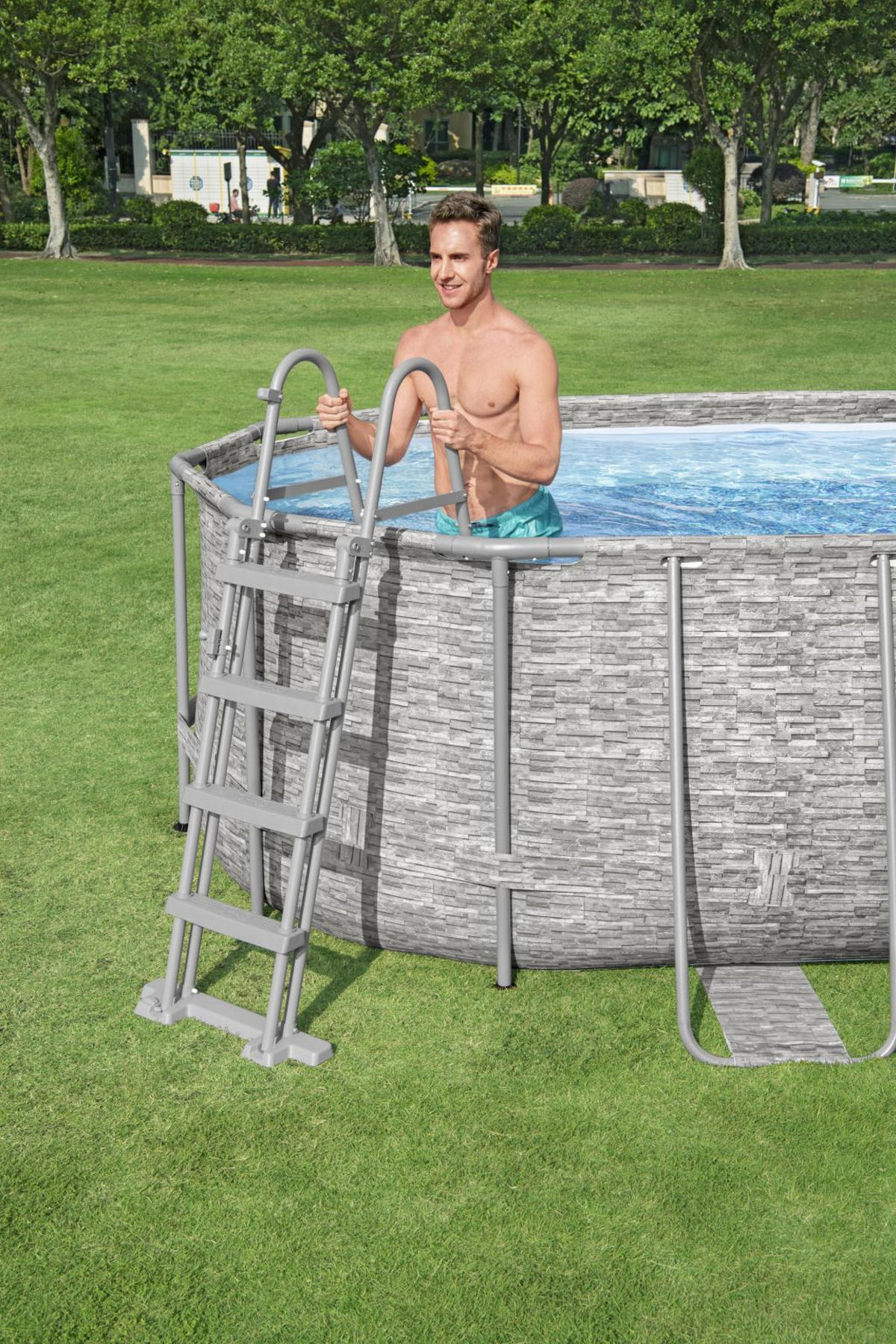 POOLSET 56716GS 549/274/122 cm  - Blau/Weiß, KONVENTIONELL, Kunststoff/Metall (549/274/122cm) - Bestway