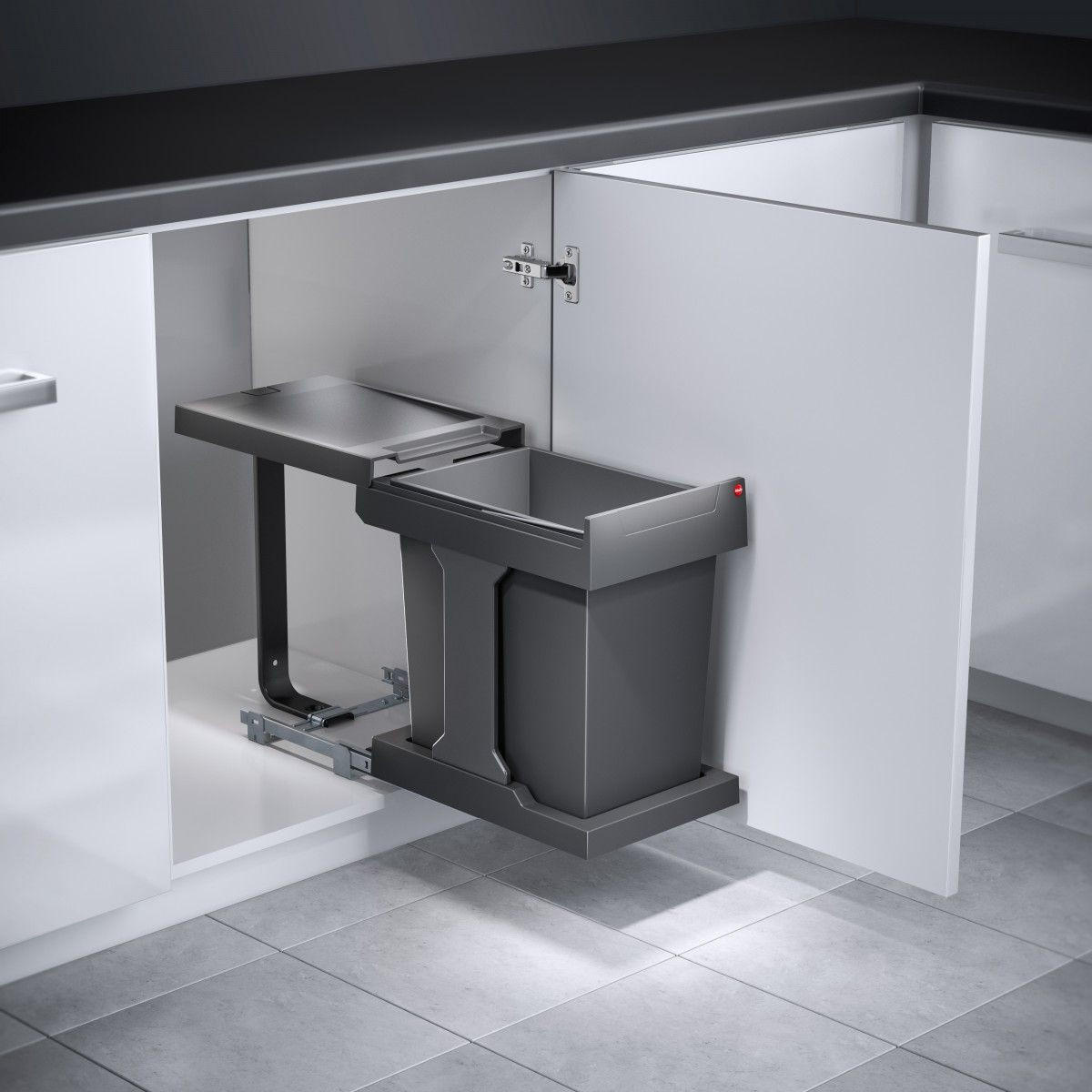 EINBAUABFALLSAMMLER 20 l  Metall  - Dunkelgrau/Anthrazit, Basics, Kunststoff/Metall (24,5/39,6/43,5cm) - HKT