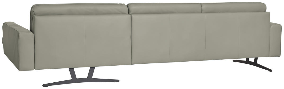 ECKSOFA in Echtleder Hellgrau  - Anthrazit/Hellgrau, Konventionell, Leder/Metall (324/179cm) - Johann Jakob