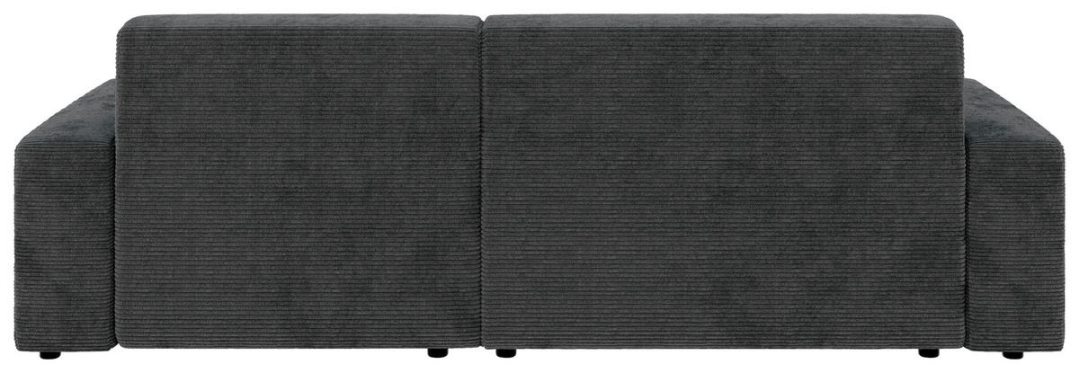 ECKSOFA in Cord Dunkelgrau  - Dunkelgrau/Schwarz, Modern, Kunststoff/Textil (246/162cm) - Trendmanufaktur