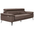 3-SITZER-SOFA Echtleder Braun  - Schwarz/Braun, Design, Leder/Textil (233/86-103/104cm) - Novel