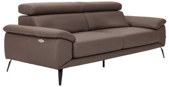 3-SITZER-SOFA Echtleder Braun  - Schwarz/Braun, Design, Leder/Textil (233/86-103/104cm) - Novel