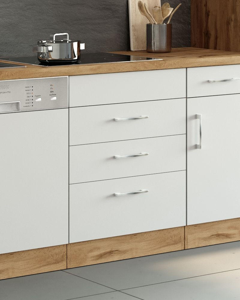 SCHUBKASTENUNTERSCHRANK 60/85/60 cm  in Weiß  - Chromfarben/Weiß, MODERN, Holzwerkstoff/Metall (60/85/60cm) - Held