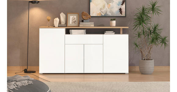 SIDEBOARD  in 179,5/94/40 cm  - Weiß/Eiche Artisan, Basics, Holzwerkstoff (179,5/94/40cm) - Carryhome