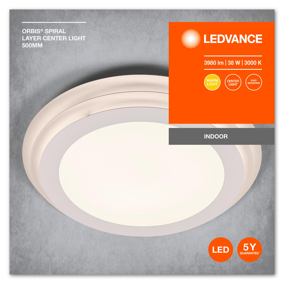 LED-DECKENLEUCHTE 50/7 cm   - Weiß, Basics, Metall (50/7cm) - Ledvance