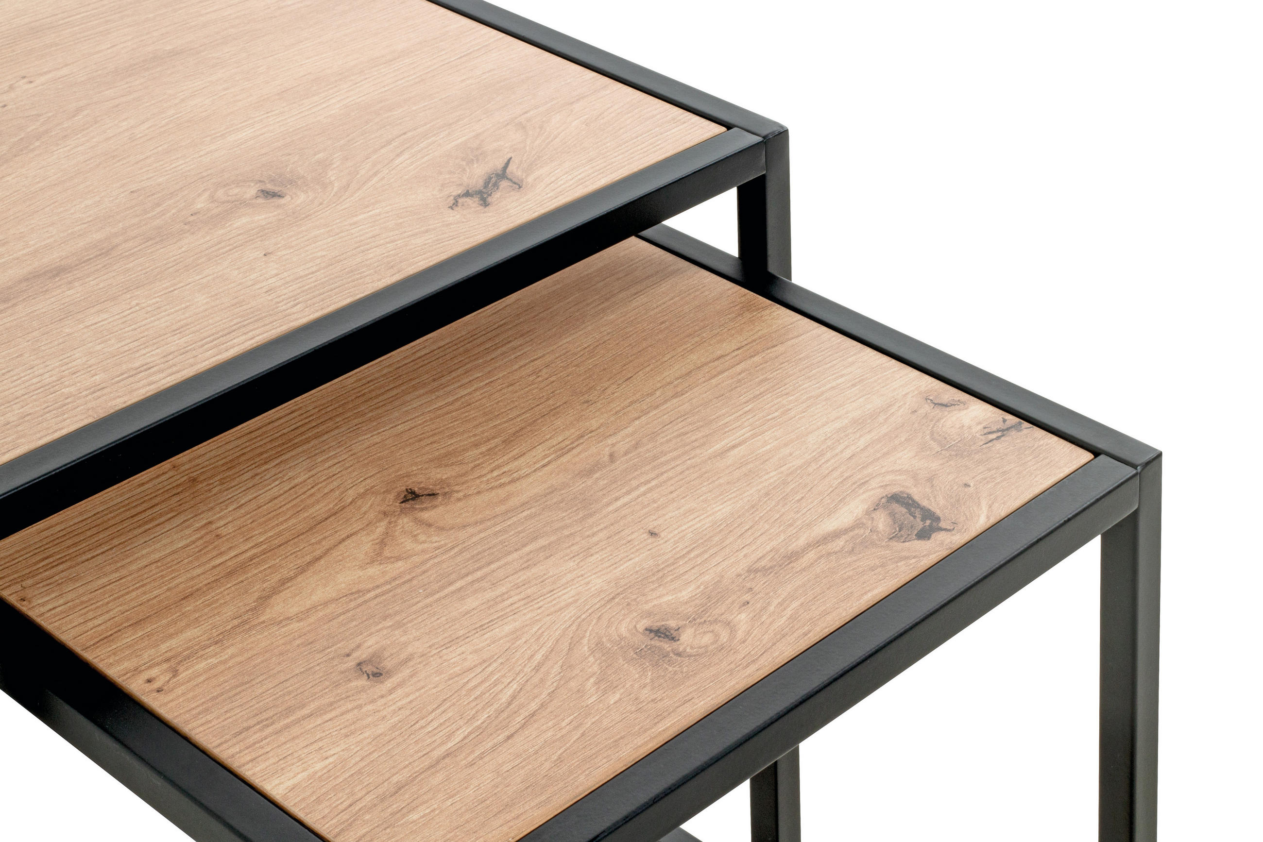 Thumbnail - Xxxl Beistelltischset, Schwarz, Eiche, Metall, Holzwerkstoff, 2-teilig, quadratisch, eckig, 35-40x36-41x35-40 cm, Wohnzi...