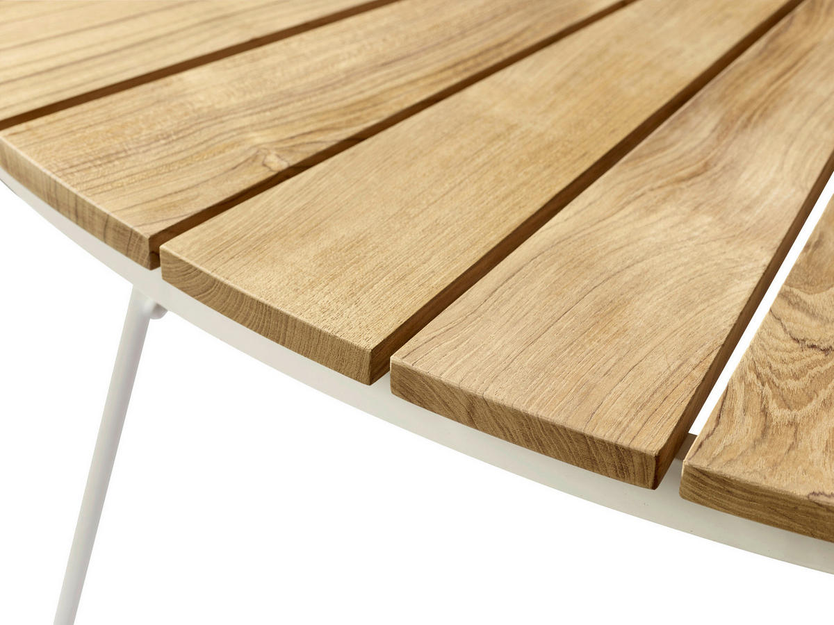 GARTENTISCH Holz rund  - Weiß Hochglanz/Weiß, KONVENTIONELL, Holz/Metall (110/74/110cm) - Gardenson