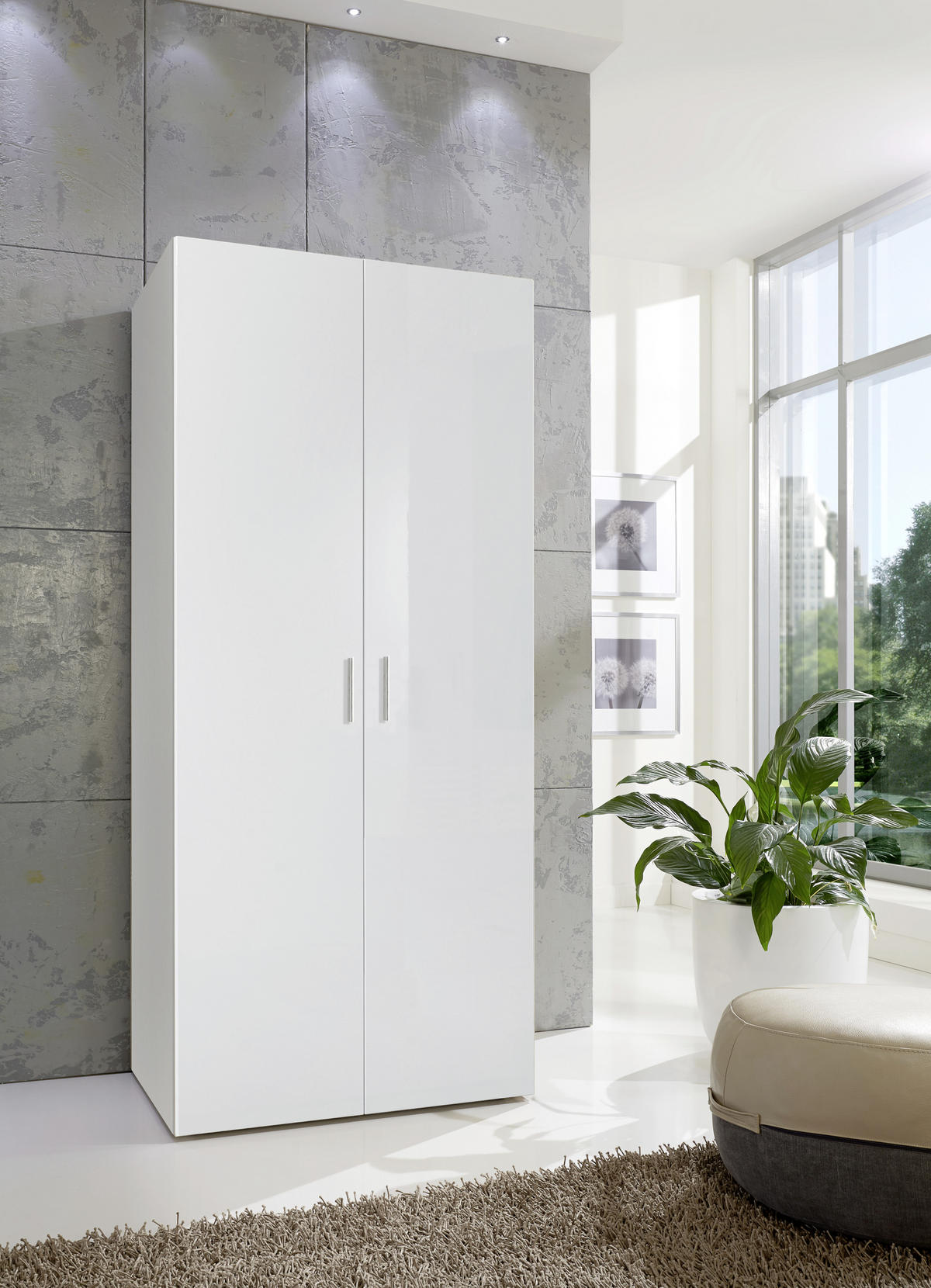 PREDSIEŇOVÁ SKRIŇA, biela, 80/185/54 cm - biela/chrómová, Design, kompozitné drevo/plast (80/185/54cm) - Xora