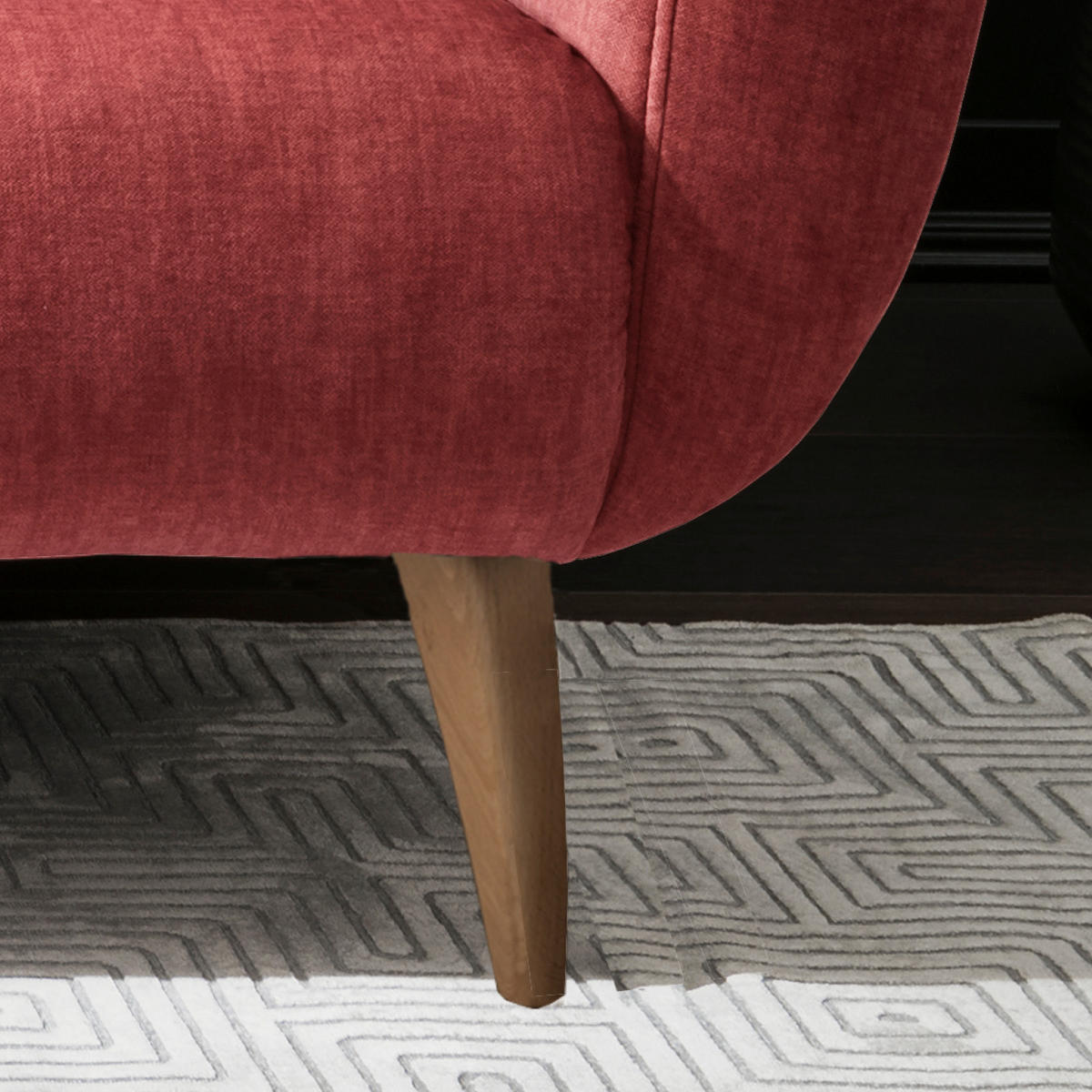 2,5-SITZER in Velours Koralle  - Koralle/Buchefarben, Modern, Holz/Textil (196/94/103cm) - Livetastic