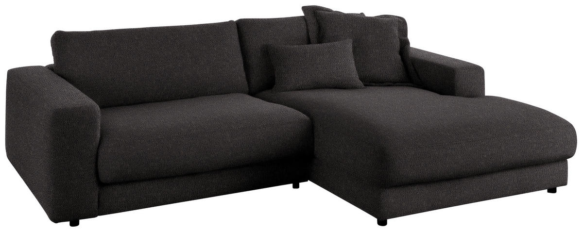 ECKSOFA in Flachgewebe Schwarz  - Schwarz, Design, Kunststoff/Textil (270/190cm) - Lomoco