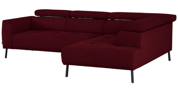 ECKSOFA in Chenille Rot  280/205 cm  - Rot/Schwarz, Design, Textil/Metall (280/205cm) - Xora