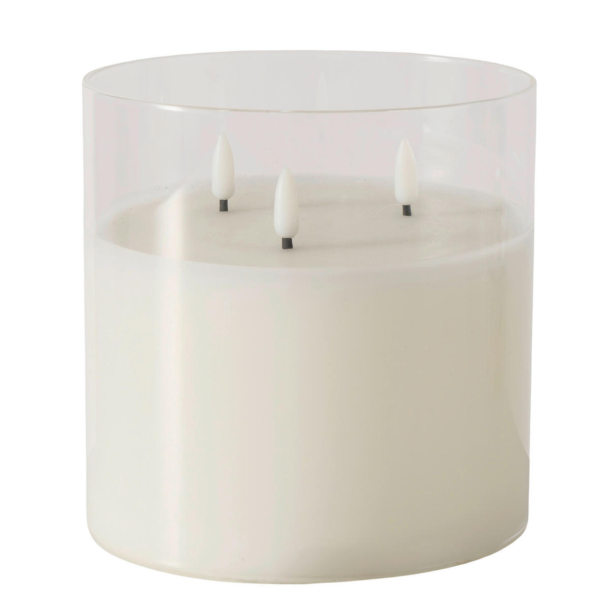 LED-KERZE  - Weiss, Basics, Glas/Naturmaterialien (15/15cm)