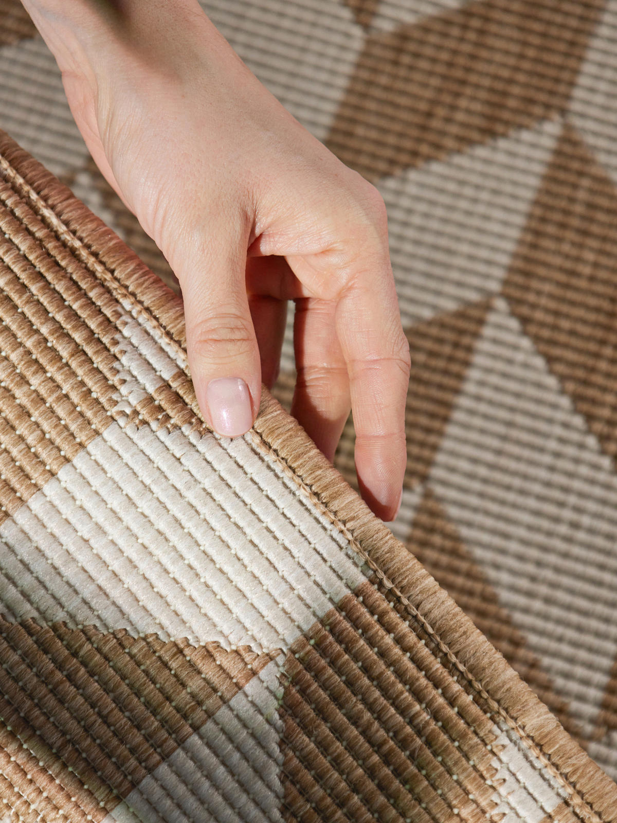 FLACHWEBETEPPICH 80/200 cm Haringey Weiß, Sandfarben rechteckig  - Sandfarben/Weiß, Design, Kunststoff (80/200cm)