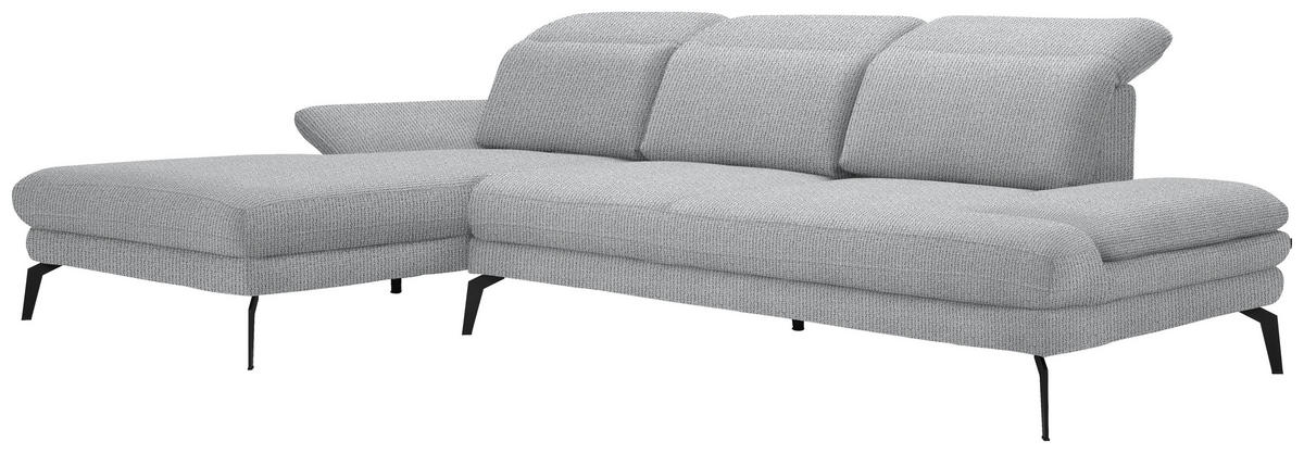 ECKSOFA in Webstoff Hellgrau  - Hellgrau/Schwarz, Design, Textil/Metall (180/289cm) - Stylife