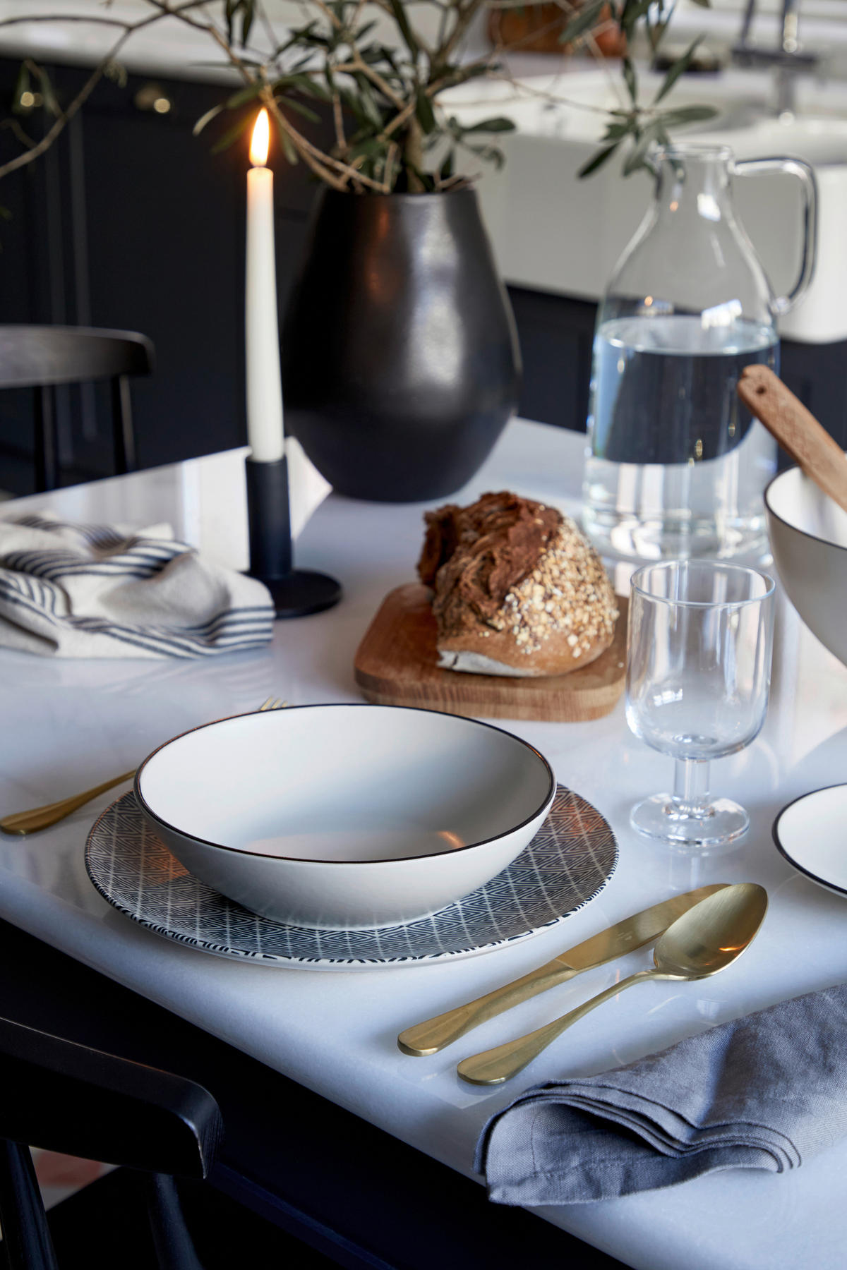 KOMBISERVICE Schwarz, Beige AUGUSTA 30-teilig 6 Personen  - Beige/Schwarz, Basics, Keramik - Costa Nova