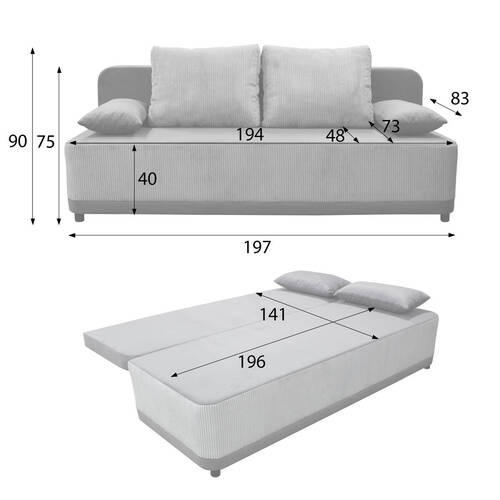 Thumbnail - Mid.you Schlafsofa, Creme, Textil, 197x90x83 cm, Made in EU, Liegefunktion, Wohnzimmer, Sofas & Couches, Schlafsofas, Sc...